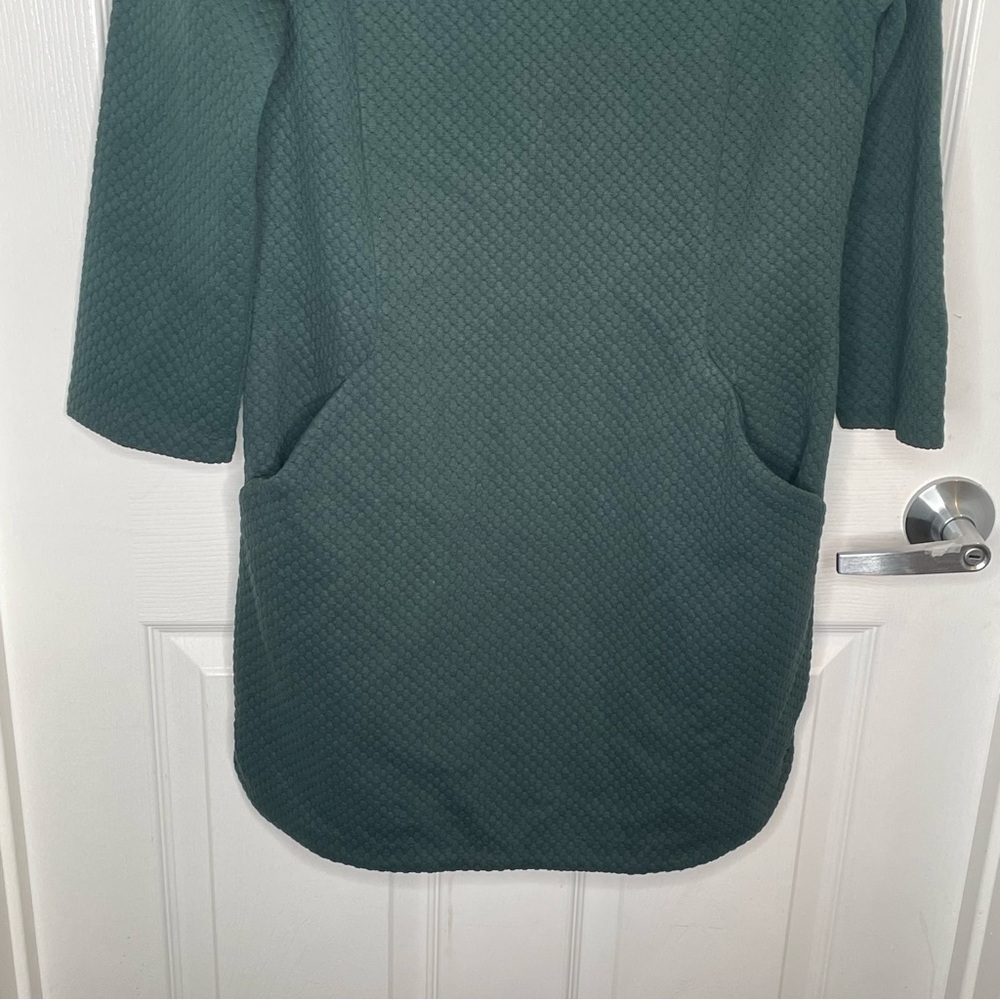 Boden Andrea Jacquard Shift Dress Honeycomb Textured Knit in Forest Green 4R - Picture 4 of 12